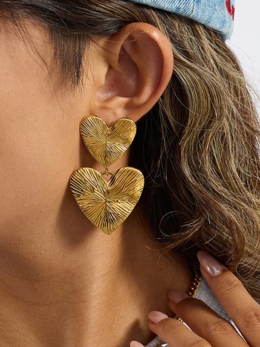 Stainless Steel Heart Hip Hop Drop Earring - Image 2