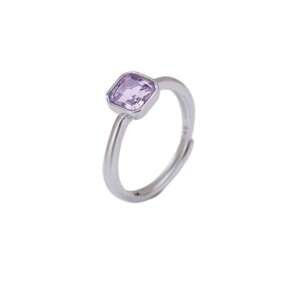 Sterling Silver Amethyst Geometric Minimalist Band Ring