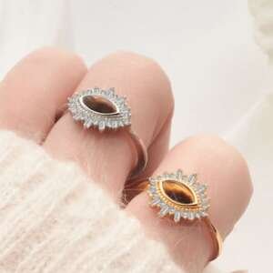 Sterling Silver Tiger Eye Evil Eye Vintage Band Ring