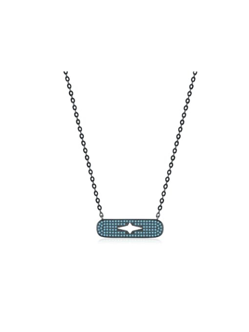 Sterling Silver Turquoise Geometric Trend Necklace