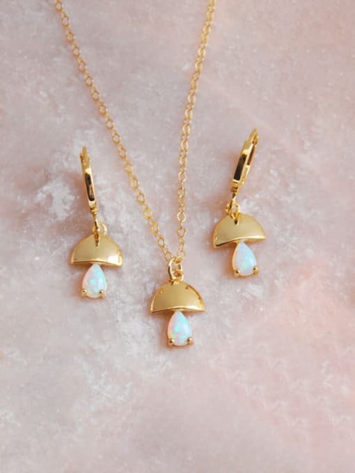 Brass Opal Mushroom Minimalist Necklace