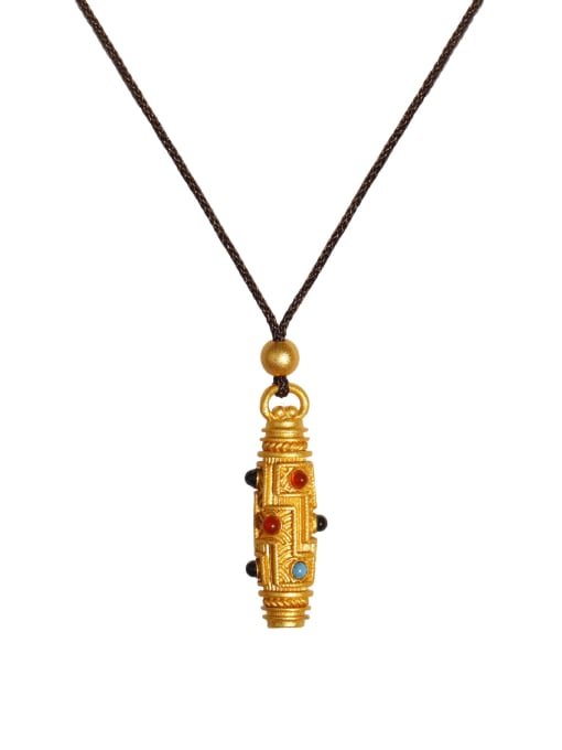 Brass Turquoise Weave Vintage Necklace