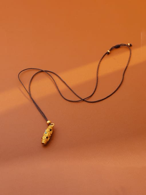 Brass Turquoise Weave Vintage Necklace - Image 2